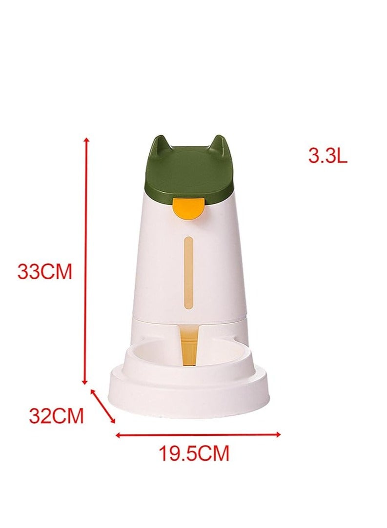 HAPPY PUSS Pet water dispenser and feeder.  Feed gravity type, pack of 2; Self-Dispensing gravity pet drinker and feeder. For cats and dogs. White color with green cover. - Image 3