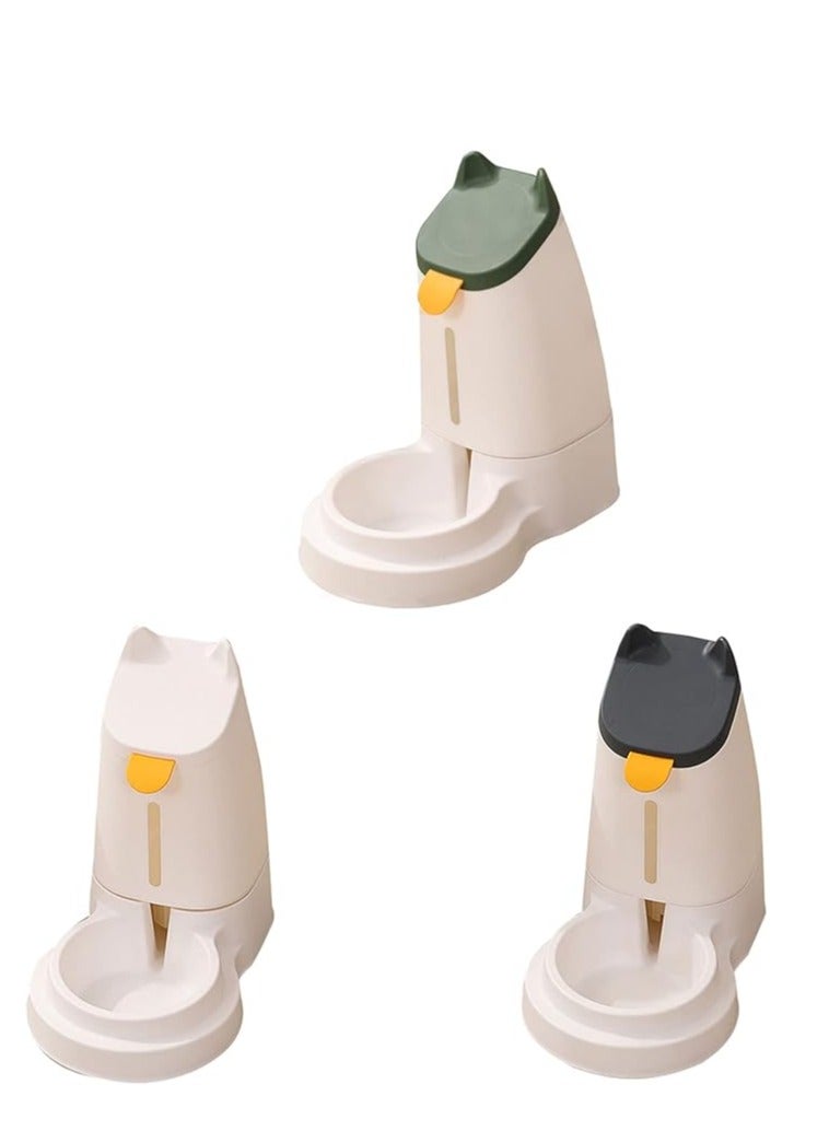 HAPPY PUSS Pet water dispenser and feeder.  Feed gravity type, pack of 2; Self-Dispensing gravity pet drinker and feeder. For cats and dogs. White color with green cover. - Image 4