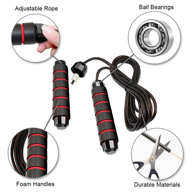Redify Jump Rope,Jump Ropes for Fitness for Women Men and Kids,Speed Jumping Rope for Workout with Ball Bearings,Adjustable Skipping Rope for Exercise&Slim Body at Home School Gym (Red,Blue) - Image 2