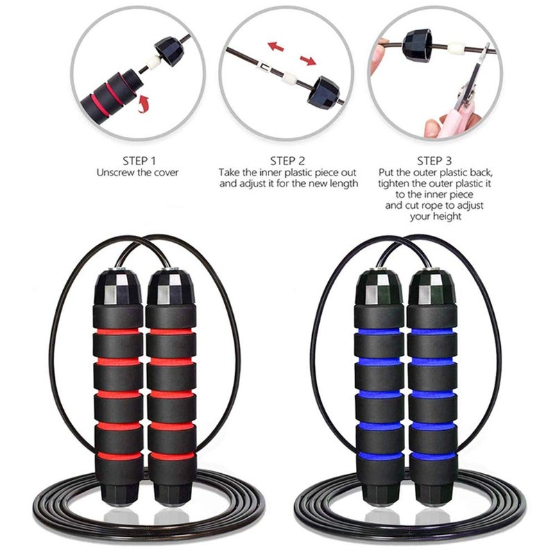 Redify Jump Rope,Jump Ropes for Fitness for Women Men and Kids,Speed Jumping Rope for Workout with Ball Bearings,Adjustable Skipping Rope for Exercise&Slim Body at Home School Gym (Red,Blue) - Image 5