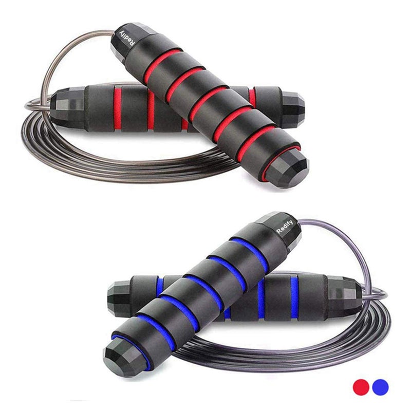 Redify Jump Rope,Jump Ropes for Fitness for Women Men and Kids,Speed Jumping Rope for Workout with Ball Bearings,Adjustable Skipping Rope for Exercise&Slim Body at Home School Gym (Red,Blue) - Image 1