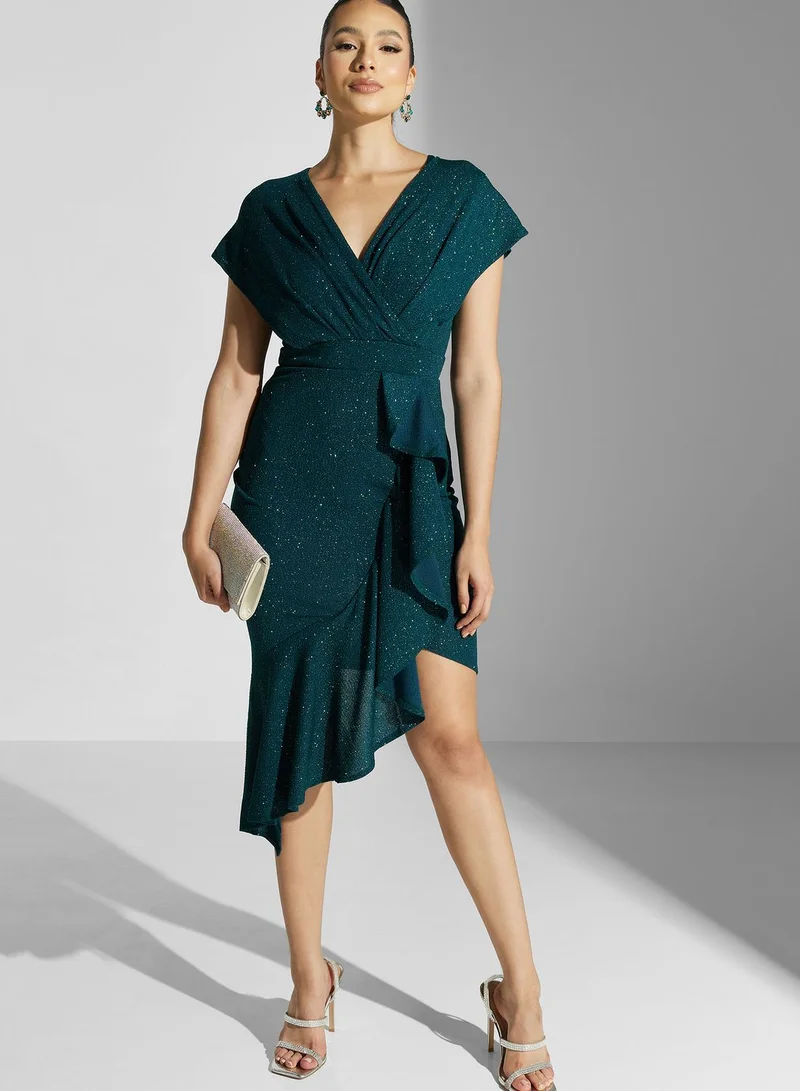 Ella Limited Edition Ruffled Emerald Dress