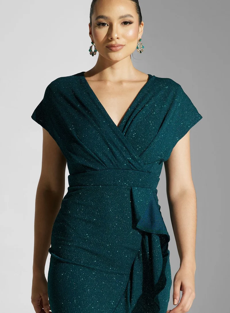 Ella Limited Edition Ruffled Emerald Dress