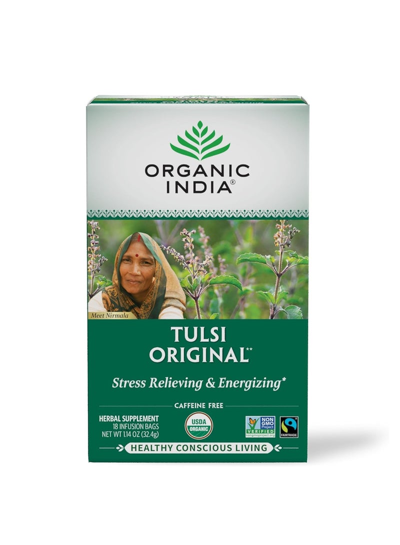 Organic India Organic India Tulsi Original Herbal Tea Stress Relieving and Energizing 18 Infusion Bags 32.4g  - Image 1