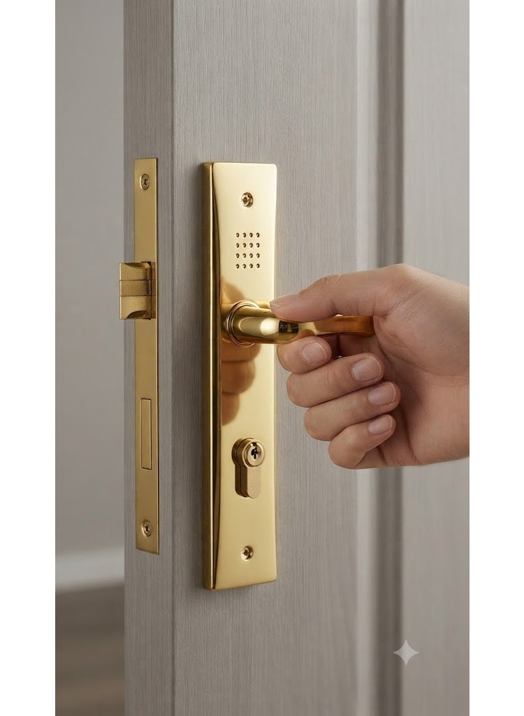 Robustline Lever Door Handle Lockset, Complete Set with Handle and Lockbody with 3 keys. (Gold) - Image 3