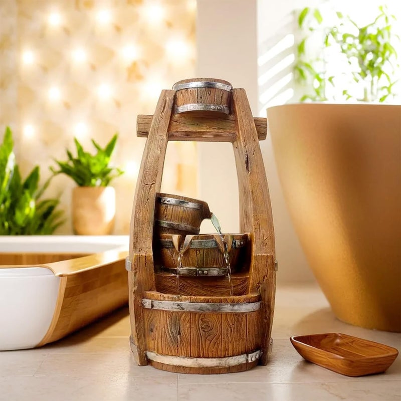 The Better Home The Better Home Polyresin Water Fountain for Home Decor with LED Lights Indoor Decor for Living Room Tabletop Hall Office and Garden Outdoor Waterfall Fountain for Gifting 