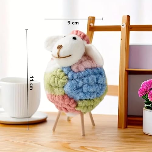 Ekhasa Nostrae by Ekhasa Felt Sheep Figurine Set of 2 | Handcrafted Wool Lamb Showpiece with Wooden Legs | Cute Miniature Animal Figurines for Table, Shelf & Home Decor | Decorative Collectible & Gift Item - Image 3