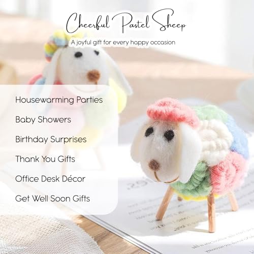 Ekhasa Nostrae by Ekhasa Felt Sheep Figurine Set of 2 | Handcrafted Wool Lamb Showpiece with Wooden Legs | Cute Miniature Animal Figurines for Table, Shelf & Home Decor | Decorative Collectible & Gift Item - Image 5