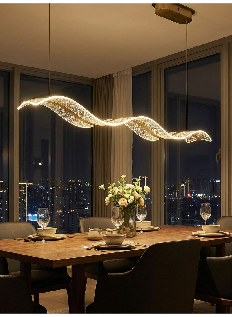 Ribbon Chandelier, Acrylic Pendant Light,Gold LED Pendant Light,Chandelier Ceiling Light,Wrought Iron Aluminum Acrylic,Suitable For Kitchen Islands,Bedrooms,Living Rooms,Studies,And Offices. - Image 1