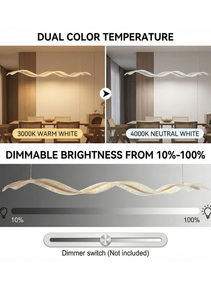 Ribbon Chandelier, Acrylic Pendant Light,Gold LED Pendant Light,Chandelier Ceiling Light,Wrought Iron Aluminum Acrylic,Suitable For Kitchen Islands,Bedrooms,Living Rooms,Studies,And Offices. - Image 4