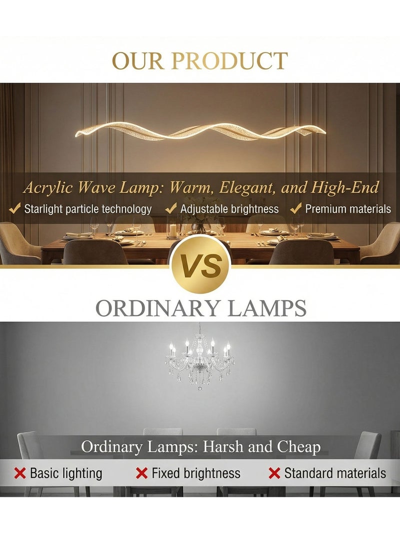 Ribbon Chandelier, Acrylic Pendant Light,Gold LED Pendant Light,Chandelier Ceiling Light,Wrought Iron Aluminum Acrylic,Suitable For Kitchen Islands,Bedrooms,Living Rooms,Studies,And Offices. - Image 3