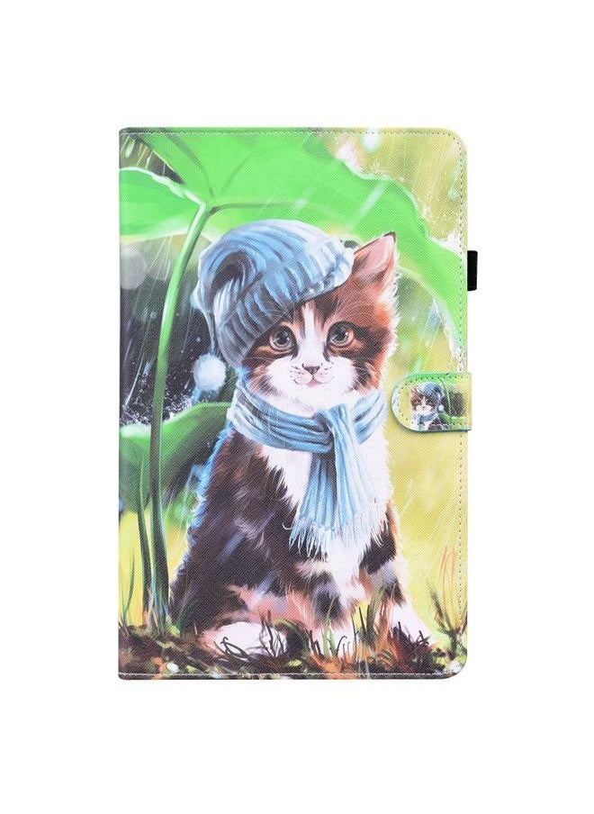 Green Tiger - Amazon Kindle Fire 7 Animal Pattern Horizontal Flip Leather Case with Holder and Card Slots and Photo Frame and Sleep Wake up Function Bib Kitten - Image 1