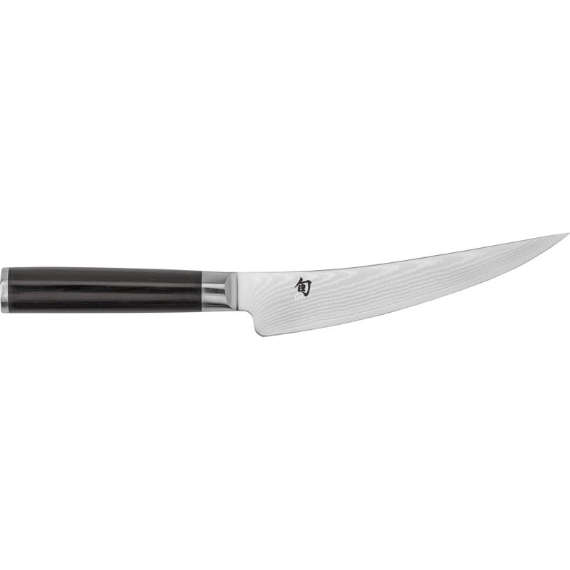 Shun Shun Classic 6" Boning & Fillet Knife, Handcrafted Japanese Curved Boning Knife, VG-MAX Core with Damascus Stainless Steel Cladding, Pakkawood Handle, Meat & Fish Tool for Professional and Home Chefs  - Image 1