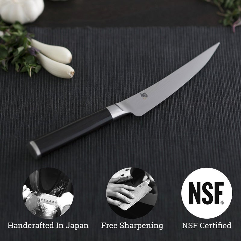 Shun Shun Classic 6" Boning & Fillet Knife, Handcrafted Japanese Curved Boning Knife, VG-MAX Core with Damascus Stainless Steel Cladding, Pakkawood Handle, Meat & Fish Tool for Professional and Home Chefs  - Image 5
