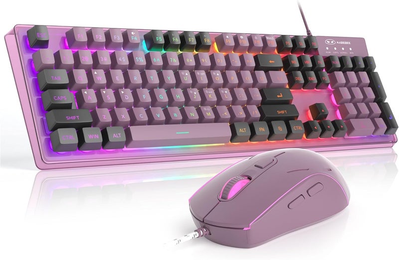MageGee Gaming Keyboard and Mouse Combo, K1 RGB LED Backlit Keyboard with 104 Key Computer PC Gaming Keyboard for PC/Laptop (Blackcurrant) - Image 1