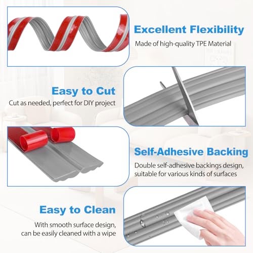Heonay Wall Corner Protector Peel and Stick Corner Trim Molding Flexible Inside & Outside Wall Edge Guard Self Adhesive Moulding Trim for Edge Use, Gray, 1.6” W x 10’ L - Image 2