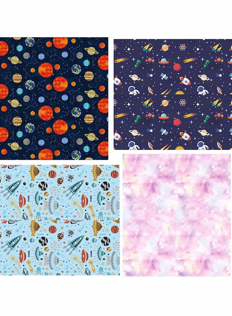 Zikra 5 Outer Space Boys and Girls Birthday Wrapper Paper Ribbon Recyclable Gift Wrapper Set for Birthday Party Holiday Decoration DIY Artwork Supplies - Image 2