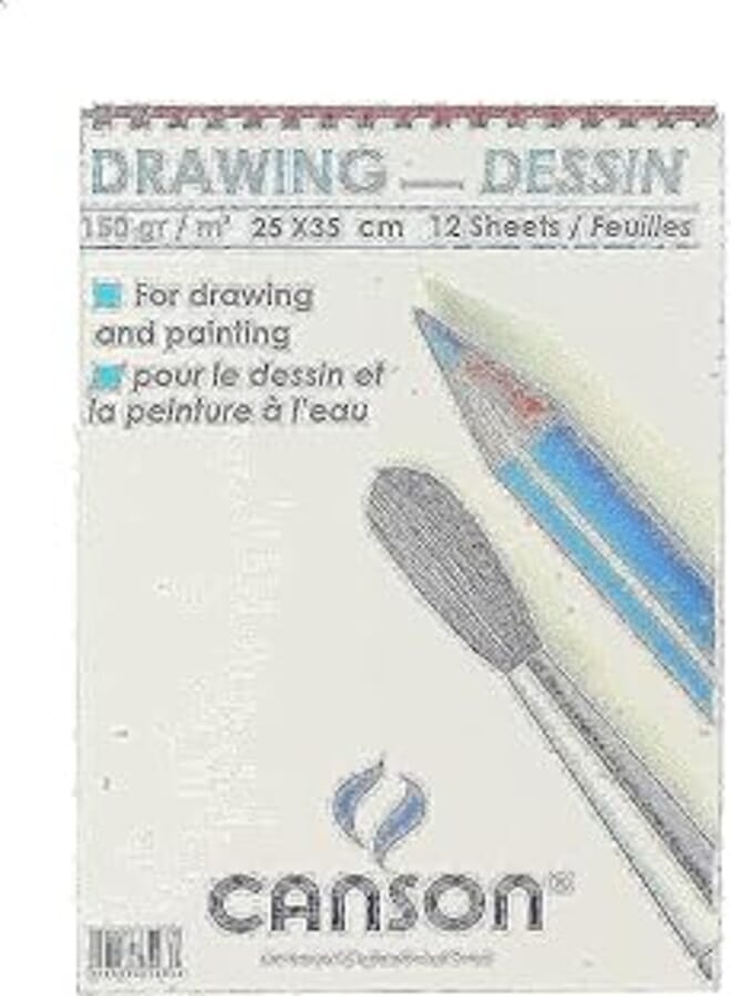 CANSON مجموعة رسم تخطيطي عالية الجودة من كانسون، 12 ورقة للطلاب - أبيض