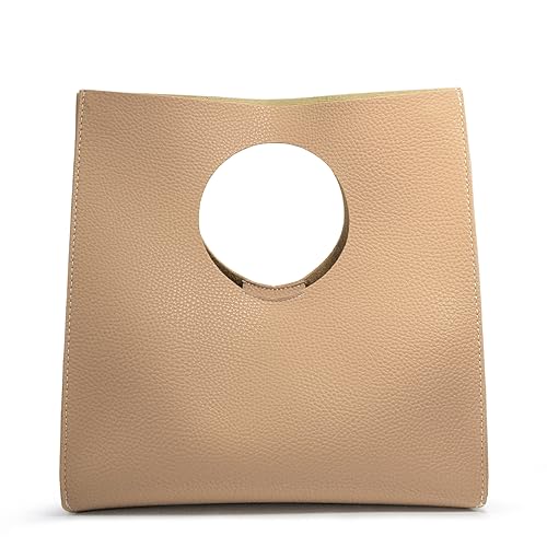 Hoxis حقيبة يد كلاتش صغيرة من جلد PU الناعم بأسلوب عتيق بسيط (بيج) - Image 1
