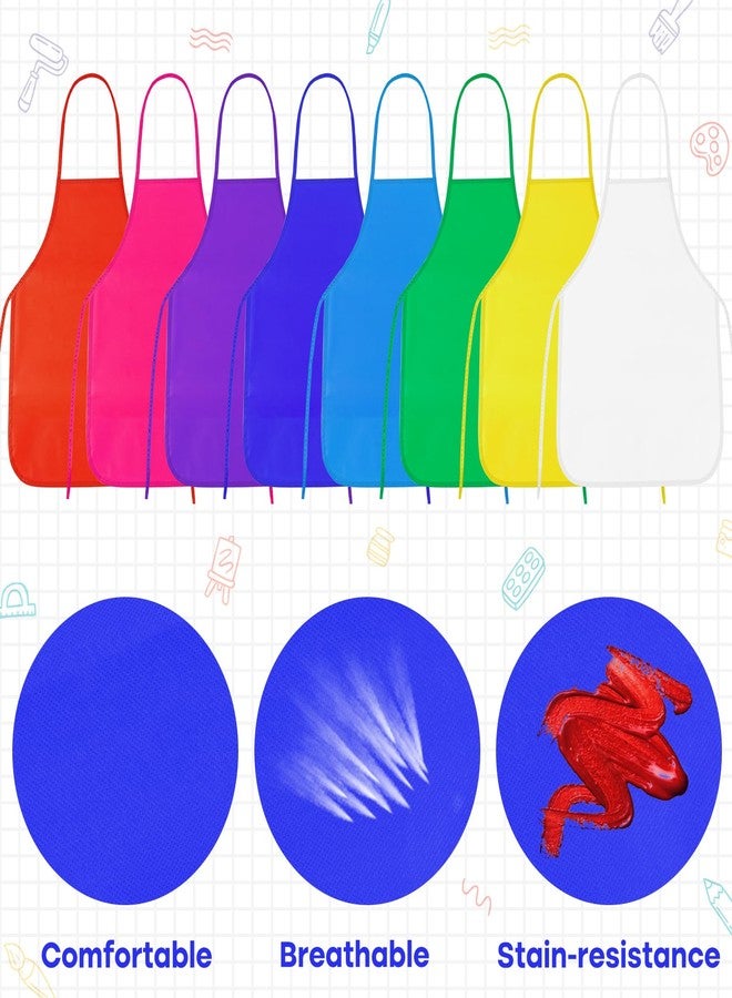 PLULON 8 Pcs Kids Apron Painting Aprons, Kids Aprons for Painting Art Apron Smocks Bulk for Art Activity Craft Home Kitchen Classroom Party Supplies - Image 3