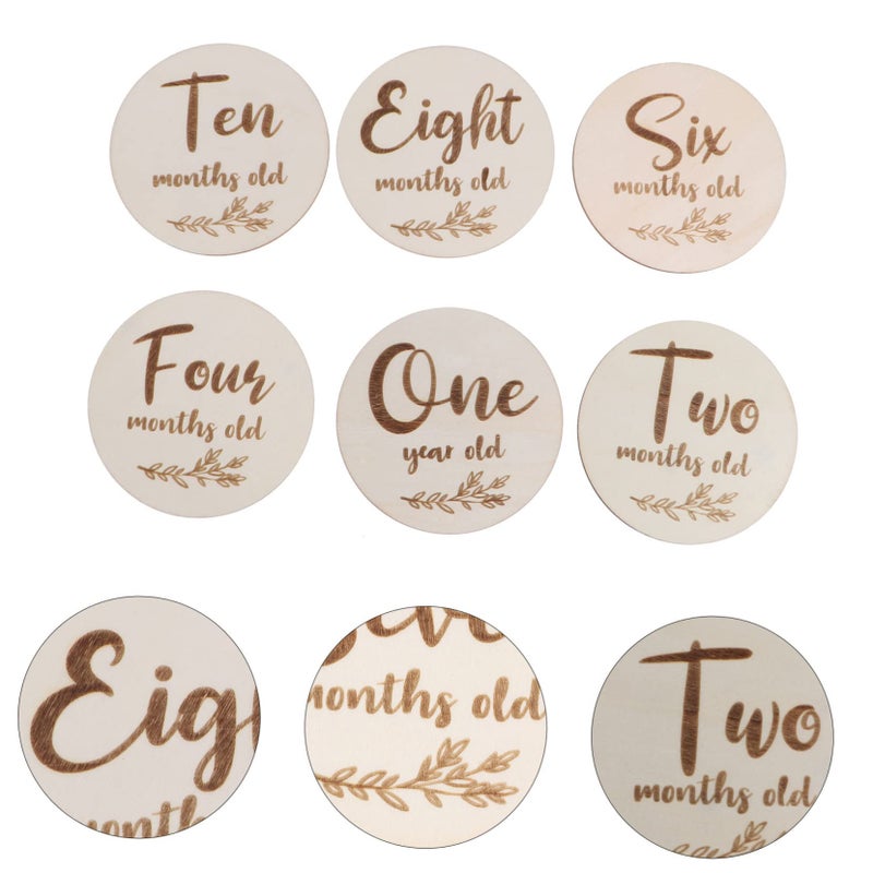 Wooden Baby Growth Photo Cards 6Pcs Monthly Milestone Props Double Sided For Photography - Image 4
