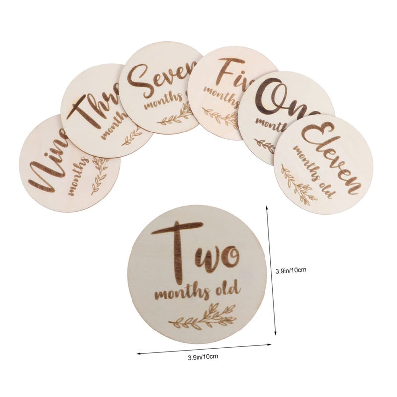 Wooden Baby Growth Photo Cards 6Pcs Monthly Milestone Props Double Sided For Photography - Image 3