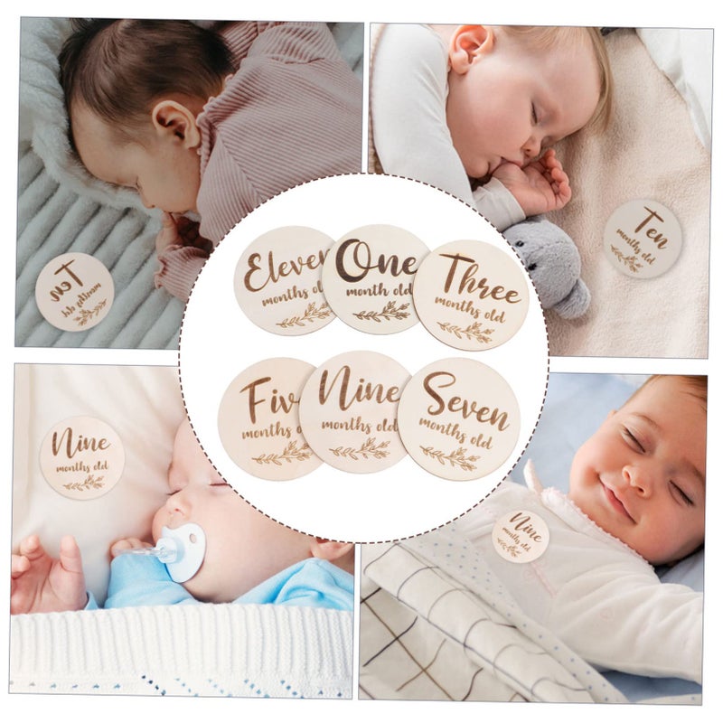 Wooden Baby Growth Photo Cards 6Pcs Monthly Milestone Props Double Sided For Photography - Image 5