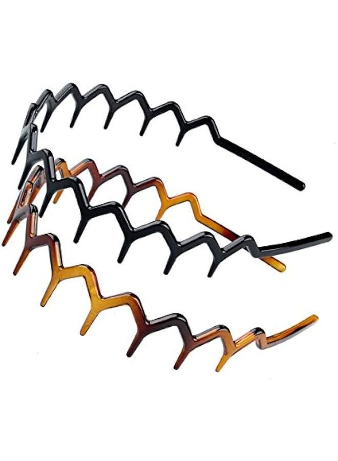 Generic Pair of Black Plastic Sharks Tooth Headband Hair Hoop for Women Lady Girls (Black & Brown) - Image 1