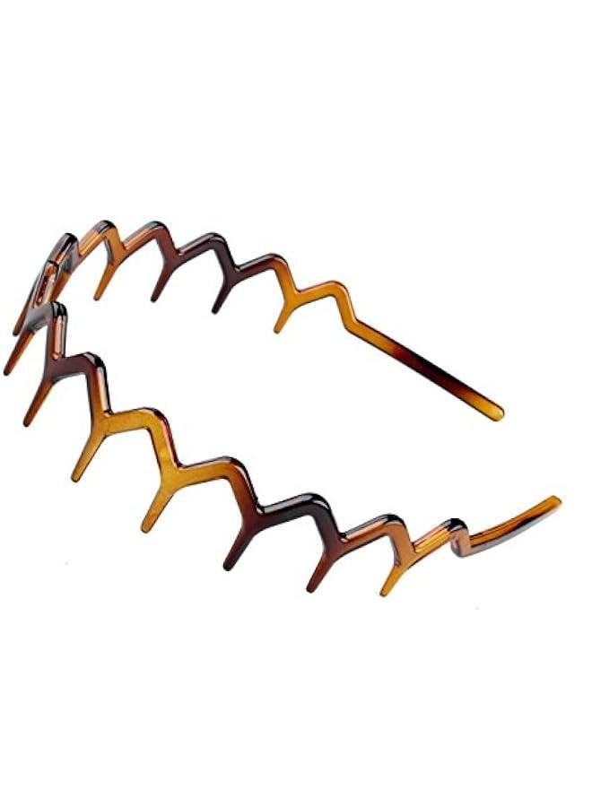 Generic Pair of Black Plastic Sharks Tooth Headband Hair Hoop for Women Lady Girls (Black & Brown) - Image 2