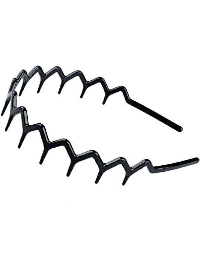 Generic Pair of Black Plastic Sharks Tooth Headband Hair Hoop for Women Lady Girls (Black & Brown) - Image 5