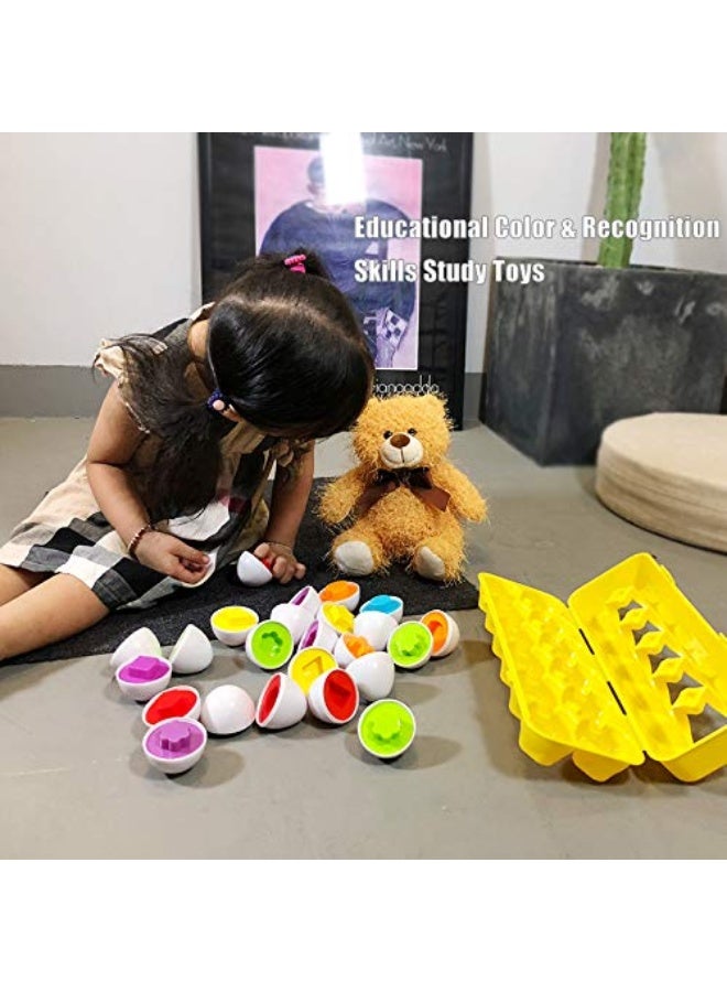 Tinabless Color Matching Egg Set - Fine Motor Skill Montessori Toys - Toddler Toys - Learning Educational Color & Shape Match Egg Set - Christmas Easter Gift for 18 Months Baby and Up (12 Eggs) - Image 5
