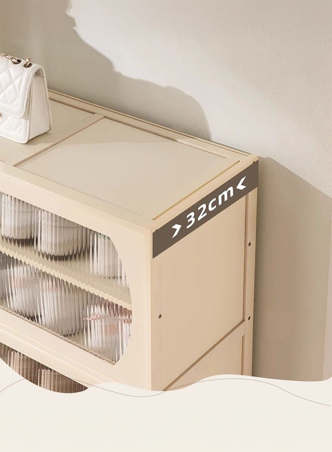 LEDIN Household Shoe Cabinet Home Doorway Hallway Integrated Corridor External Shoe Rack Storage cabinet (Beige, 3 doors 7 floors)  - Image 5