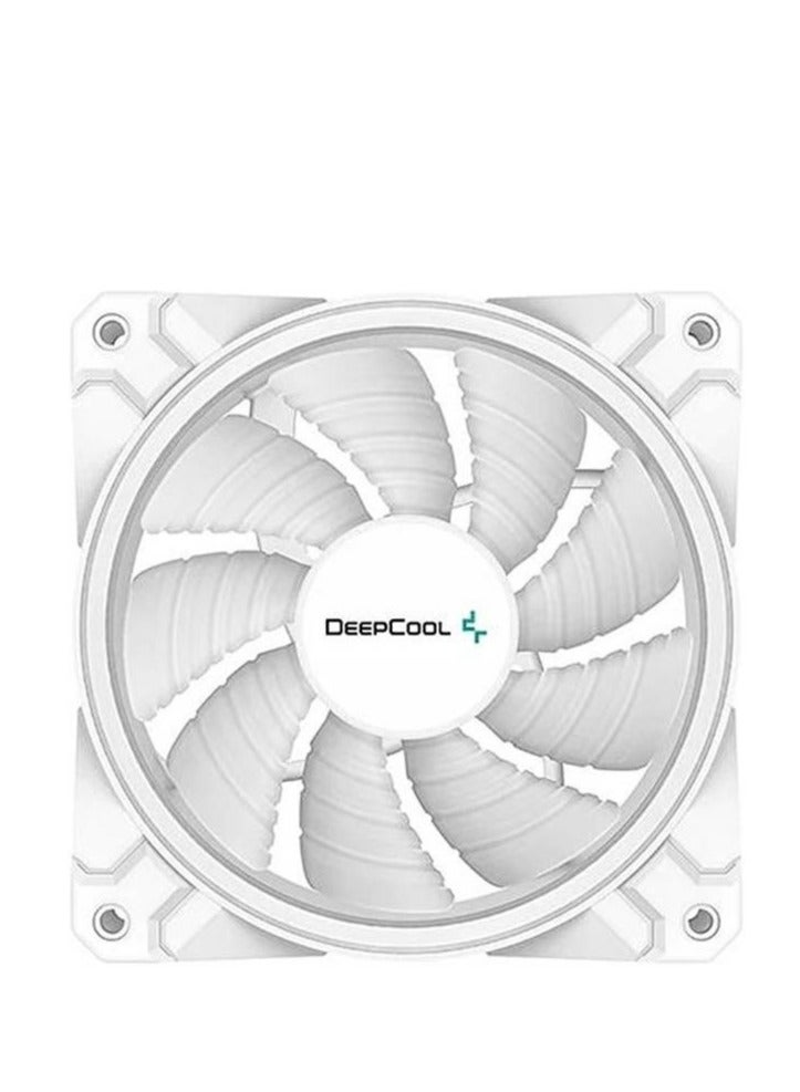 ديب كول مروحة هيكل CF120 PLUS RGB PWM، عبوة من 3 قطع، 120 مم × 26.5 مم، 500-1800 دورة في الدقيقة، تدفق هواء 52.5 قدم مكعب في الدقيقة، ضغط ثابت 2.08 مم، ≤28.8 ديسيبل، 18 مصباح LED RGB قابل للتوجيه، وحدة تحكم A-RGB ومحور PWM رباعي المنافذ، PWM رباعي السنون + مزامنة A-RGB ثلاثية السنون 5 فولت، أبيض | DP-F12-AR-CF120P-WH-3P - Image 5