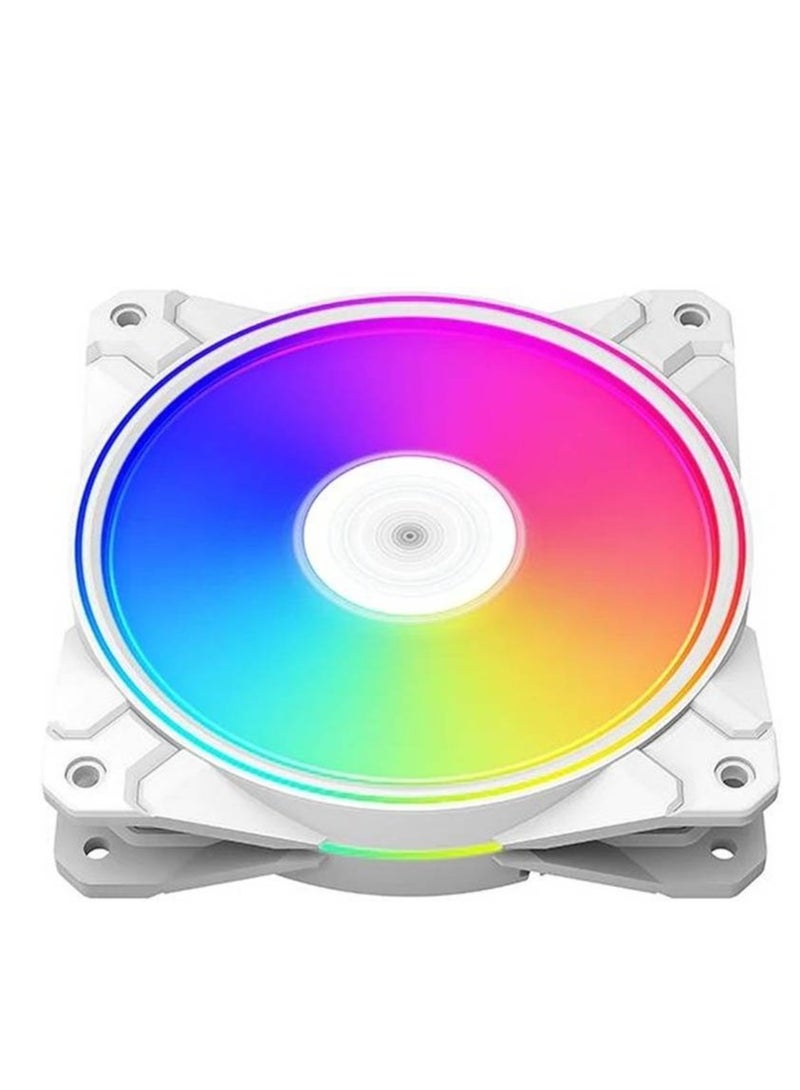 ديب كول مروحة هيكل CF120 PLUS RGB PWM، عبوة من 3 قطع، 120 مم × 26.5 مم، 500-1800 دورة في الدقيقة، تدفق هواء 52.5 قدم مكعب في الدقيقة، ضغط ثابت 2.08 مم، ≤28.8 ديسيبل، 18 مصباح LED RGB قابل للتوجيه، وحدة تحكم A-RGB ومحور PWM رباعي المنافذ، PWM رباعي السنون + مزامنة A-RGB ثلاثية السنون 5 فولت، أبيض | DP-F12-AR-CF120P-WH-3P - Image 3