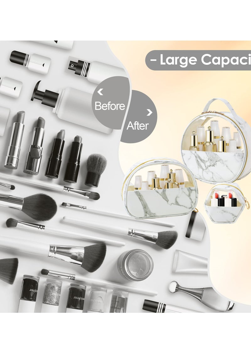 Travel Makeup Bag Organizer Set for Women - 3-Piece Portable Cosmetic Bags with Transparent Storage for Toiletries and Makeup Essentials. - Image 3