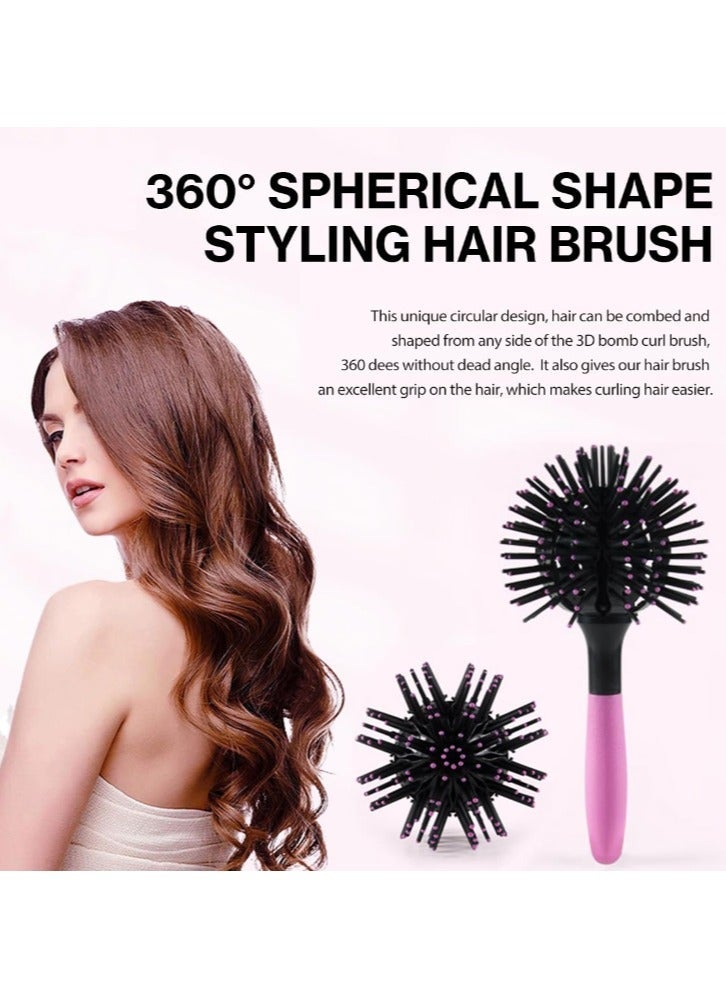 فرشاة شعر مجعدة ثلاثية الأبعاد، أداة تصفيف الشعر الدائرية بزاوية 360 درجة، مشط شعر مجعد ثلاثي الأبعاد لتصفيف الشعر المموج والمجعد - Image 5