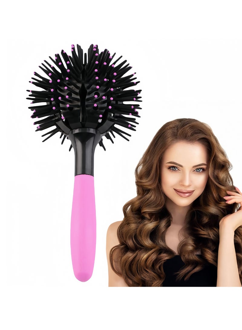 فرشاة شعر مجعدة ثلاثية الأبعاد، أداة تصفيف الشعر الدائرية بزاوية 360 درجة، مشط شعر مجعد ثلاثي الأبعاد لتصفيف الشعر المموج والمجعد - Image 1