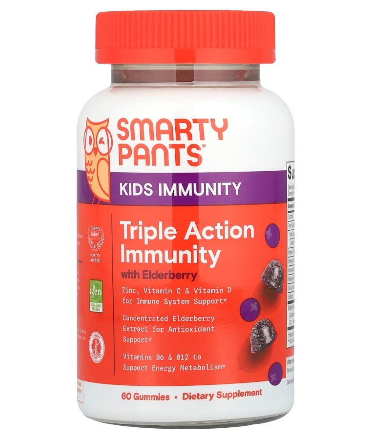 SmartyPants Kids Triple Action Immunity Gummies with Elderberry 60 Gummies