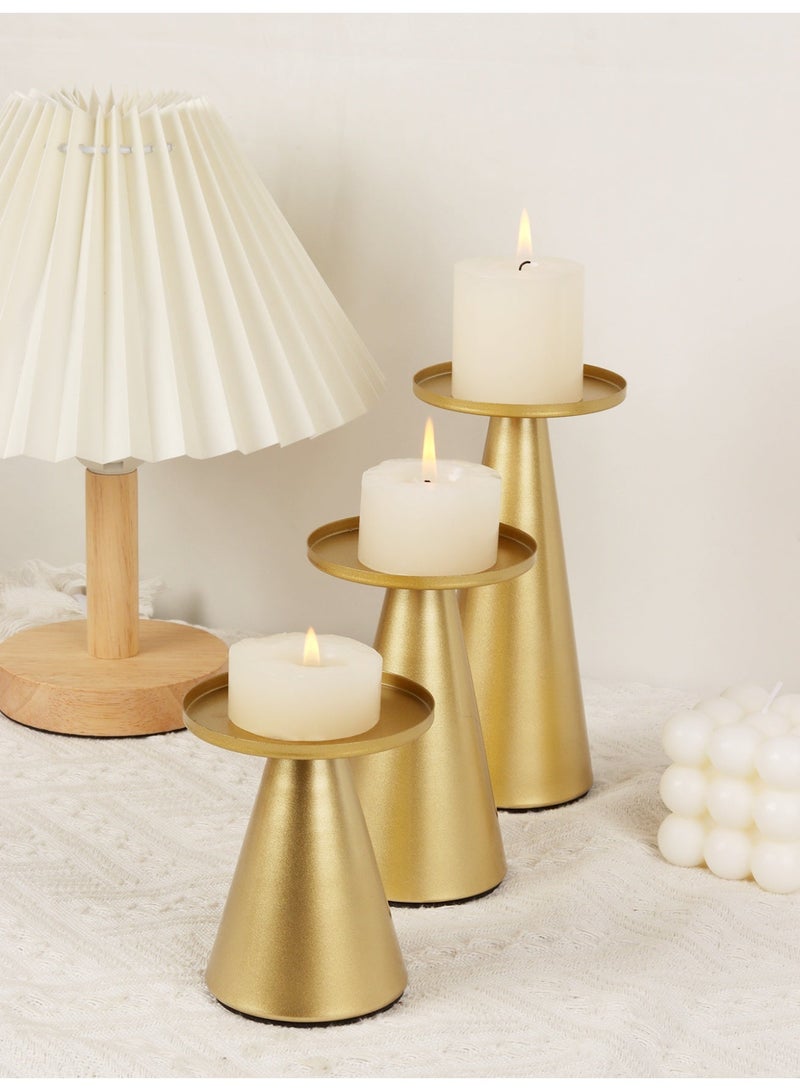 مجموعة من 3 حاملات شموع عتيقة، حاملات شموع أنيقة لحامل شموع مدبب، شمعدان عصا شمعدان للديكور المنزلي الحديث، الزفاف، العشاء، الحفلات، أفضل الهدايا المنزلية للوالدين أو الأصدقاء - Image 4