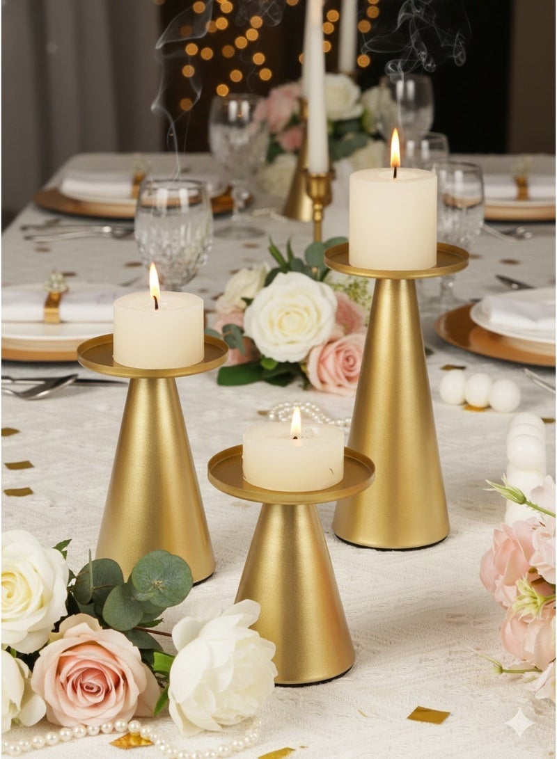 مجموعة من 3 حاملات شموع عتيقة، حاملات شموع أنيقة لحامل شموع مدبب، شمعدان عصا شمعدان للديكور المنزلي الحديث، الزفاف، العشاء، الحفلات، أفضل الهدايا المنزلية للوالدين أو الأصدقاء - Image 2