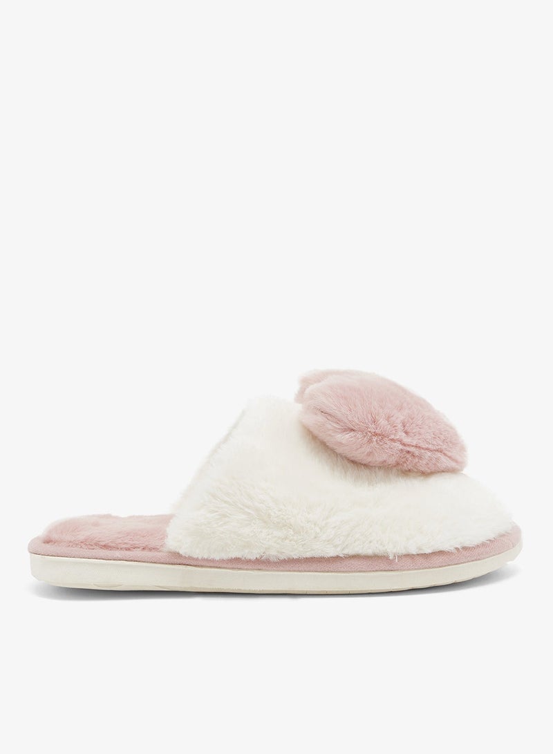 Ginger Heart Printed Fur Bedroom Slippers - Image 1