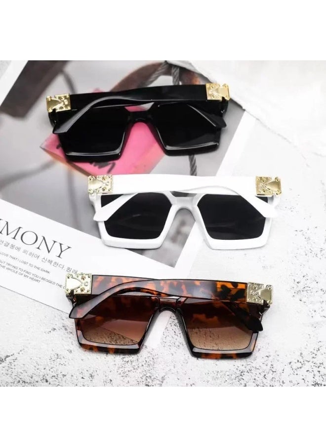 Generic - 2024 New Vintage Square Sunglasses Women/men Brand Designer Sun Glasses for Men Women Eyeglass UV400 Goggles Gafas De Sol-Lenses Color:Leopard Brown - Image 1