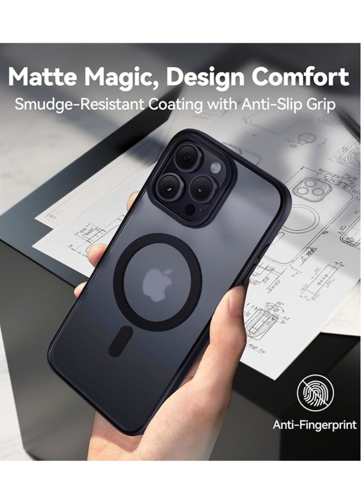 مجيد جراب هاتف مغناطيسي لهاتف iPhone 16 Pro Max مع حامل تخزين مدمج للكاميرا متوافق مع MagSafe 16FT Premium Protection ضد السقوط ومضاد للصدمات جراب هاتف رفيع للغاية غير لامع لهاتف iPhone 16 ProMax 6.9 بوصة مع حلقة مسند - Image 5