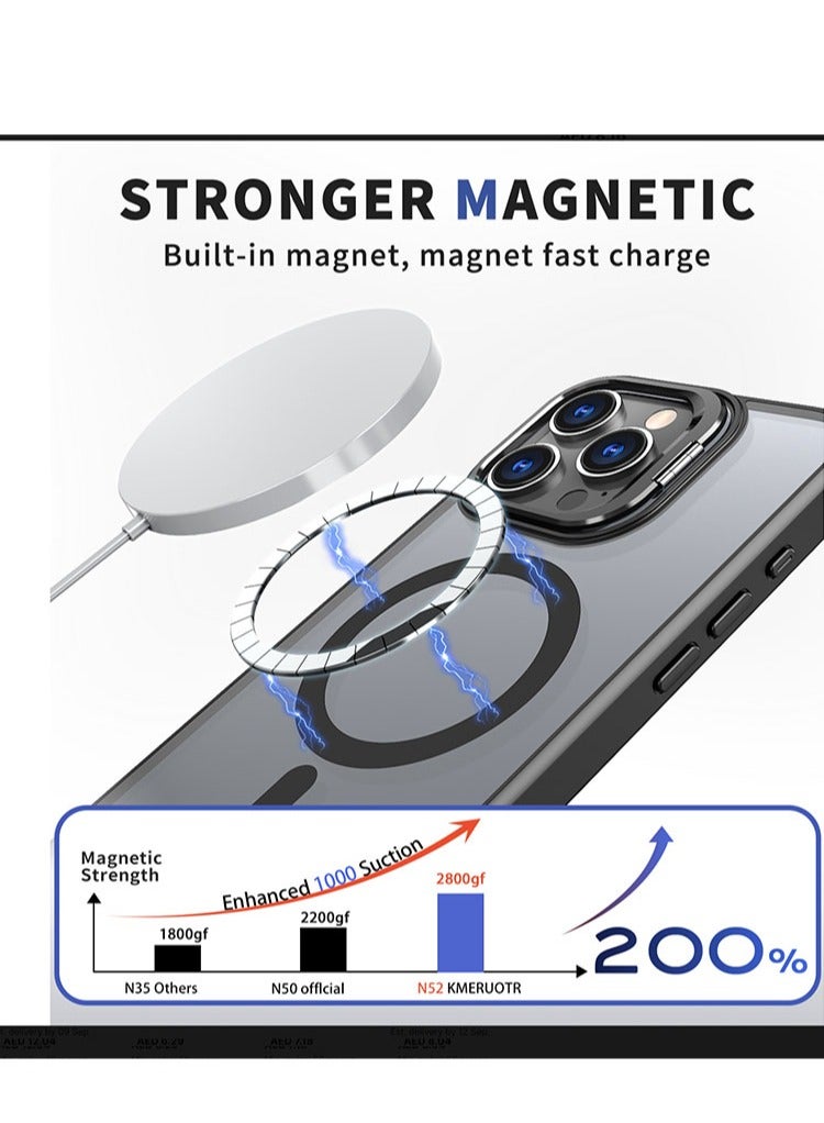 مجيد جراب هاتف مغناطيسي لهاتف iPhone 16 Pro Max مع حامل تخزين مدمج للكاميرا متوافق مع MagSafe 16FT Premium Protection ضد السقوط ومضاد للصدمات جراب هاتف رفيع للغاية غير لامع لهاتف iPhone 16 ProMax 6.9 بوصة مع حلقة مسند - Image 2