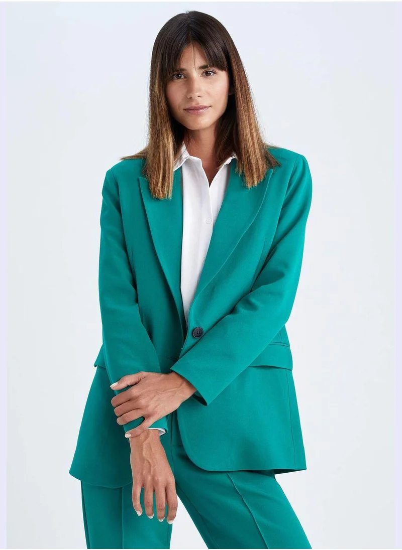 DeFacto Oversized Long Sleeve One Side Split Blazer Jacket