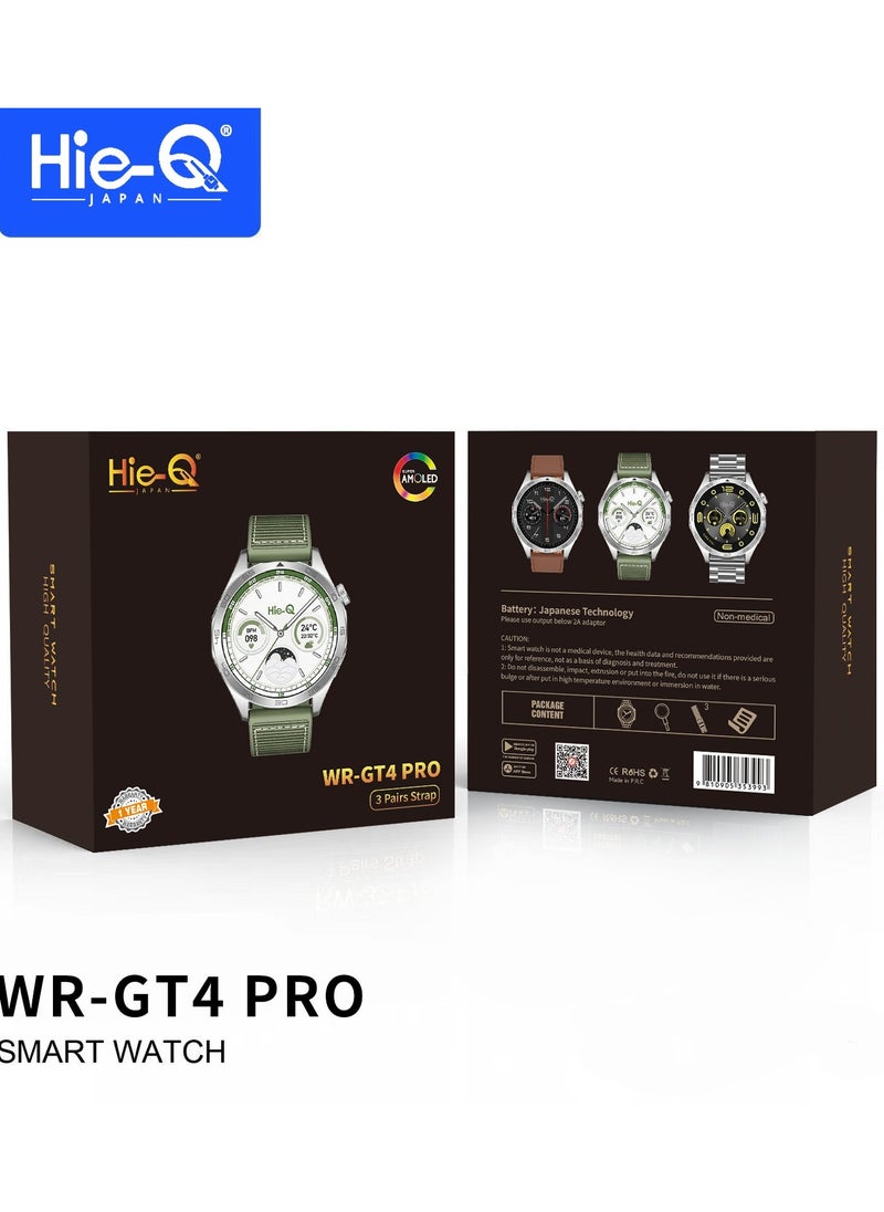 Hie-Q - Hie-Q WR-GT4 PRO Smartwatch with 3 Pairs Strap, Super AMOLED Display, Fitness & Health Tracker, Japanese Technology, 1-Year Warranty - Image 1