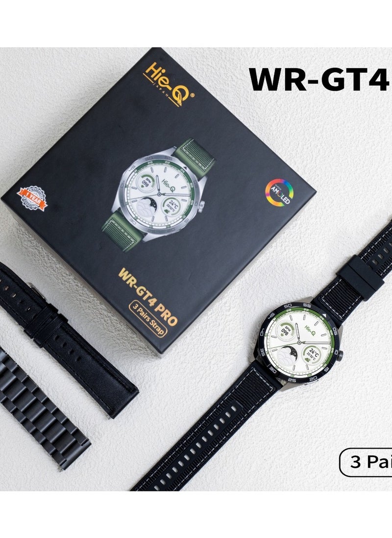 Hie-Q - Hie-Q WR-GT4 PRO Smartwatch with 3 Pairs Strap, Super AMOLED Display, Fitness & Health Tracker, Japanese Technology, 1-Year Warranty - Image 1
