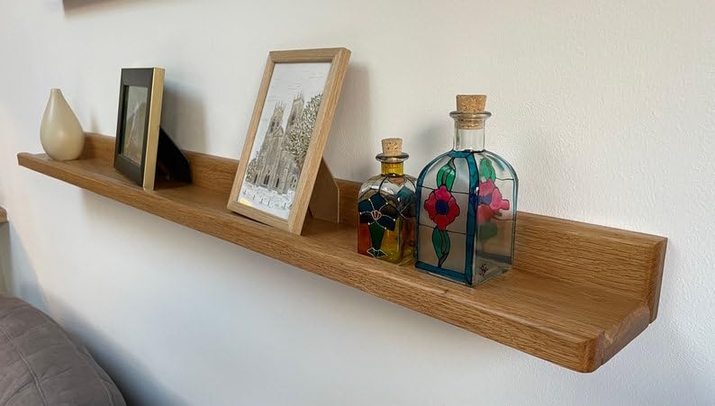 IThree Solid Sheesham Wood Floating Wall Shelves for Home Kitchen Bedroom Living Room Bathroom Wall Decoration Suitable for Home Decor Natural Wooden Finish - Image 5