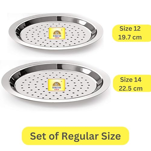 Rakesh Gold Stainless Steel Heavy Gauge Lids for Utensils | Steel lid with hole for tope, pans, tapeli, multiuse- Dishwasher safe and BPA free ((2pcs) Hole lids, Regular) - Image 3