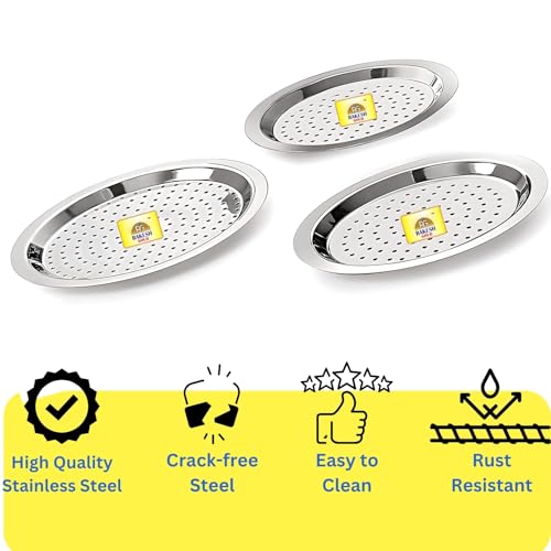 Rakesh Gold Stainless Steel Heavy Gauge Lids for Utensils | Steel lid with hole for tope, pans, tapeli, multiuse- Dishwasher safe and BPA free ((2pcs) Hole lids, Regular) - Image 4